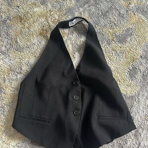 Zara Women's Elegant Black Buttoned Vest